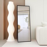 Full Length Mirror 140 x 50 cm with Black Metal Frame Standing Mirror HD Large Wall Mirror with Hook for Living Room, Bedroom and Dressing Room Mirror