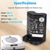 Accu voor iRobot Braava Jet M6 (6110) Dweilrobot - 10.8V 2500mAh Li-ion