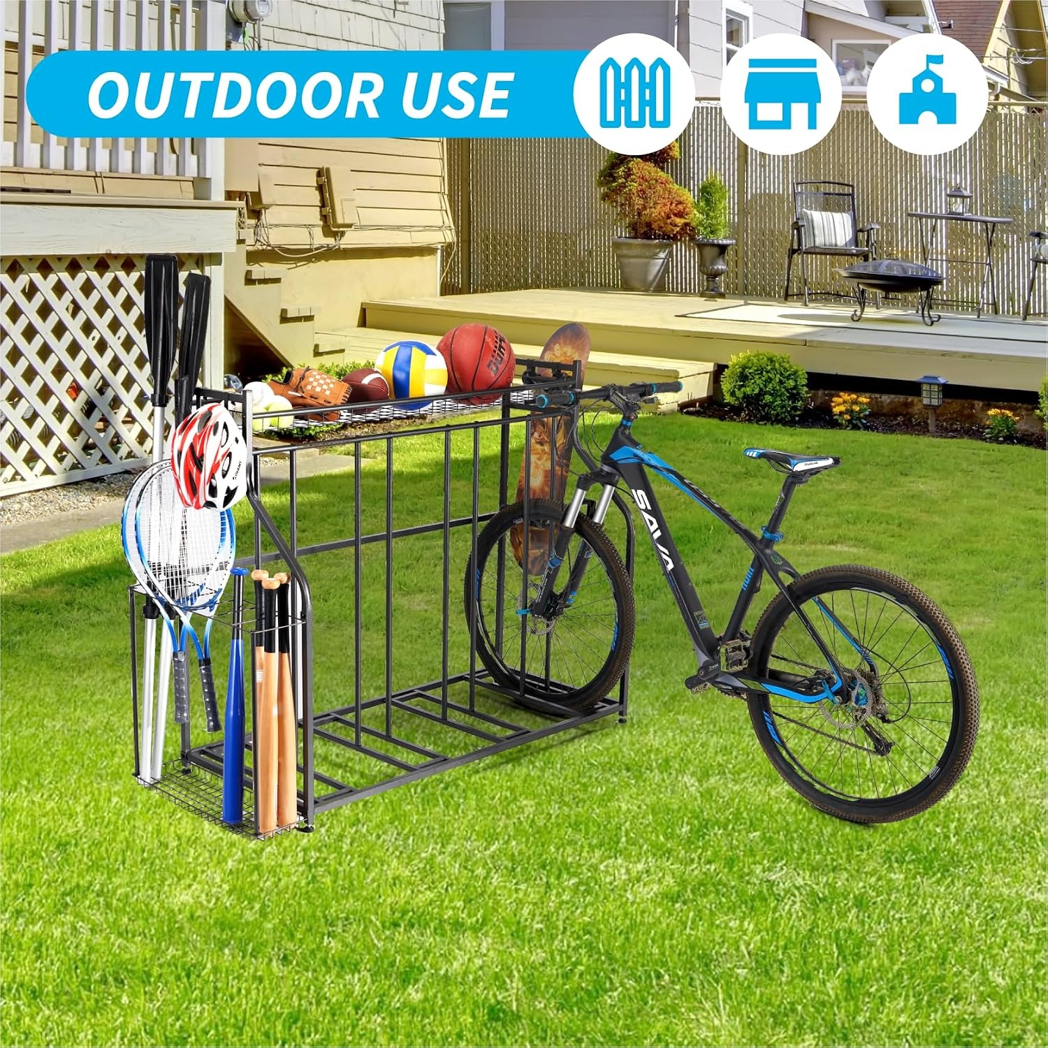 4-Bike Stand, Fiets Floor Parking Stand, Fiets Stand vloer, Fietsenstalling voor Garage Gebruik voor Mountain, Hybride, Kinderfietsen, Indoor Outdoor Bike,