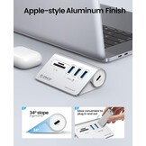 ORICO USB C Hub, USB 3.2 Gen 1 Hub with TF/SD Card Reader, 3 USB-A Ports, 5Gbps USB Distributor, 0.5m USB C Cable, USB Splitter with Type C Power Port 5V/2A for iMac, MacBook, MacBook Pro