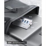 ORICO USB C Hub, USB 3.2 Gen 1 Hub with TF/SD Card Reader, 3 USB-A Ports, 5Gbps USB Distributor, 0.5m USB C Cable, USB Splitter with Type C Power Port 5V/2A for iMac, MacBook, MacBook Pro