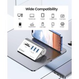 ORICO USB C Hub, USB 3.2 Gen 1 Hub with TF/SD Card Reader, 3 USB-A Ports, 5Gbps USB Distributor, 0.5m USB C Cable, USB Splitter with Type C Power Port 5V/2A for iMac, MacBook, MacBook Pro
