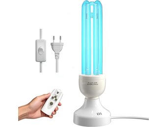 55W UV-lamp Desinfectielamp met afstandsbediening en 3 timers Bacteriedodende lamp, dubbele sterilisatie en desinfectie, AC220-240V, perfect voor keuken, slaapkamer, kantoor Frisse lucht