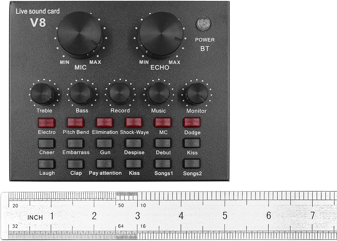 V8 Live Sound Card, Audio Mixer USB External Sound Card Live Broadcast KTV Sound Card For Dual Mobile Phone For Live KTV Voice Chat