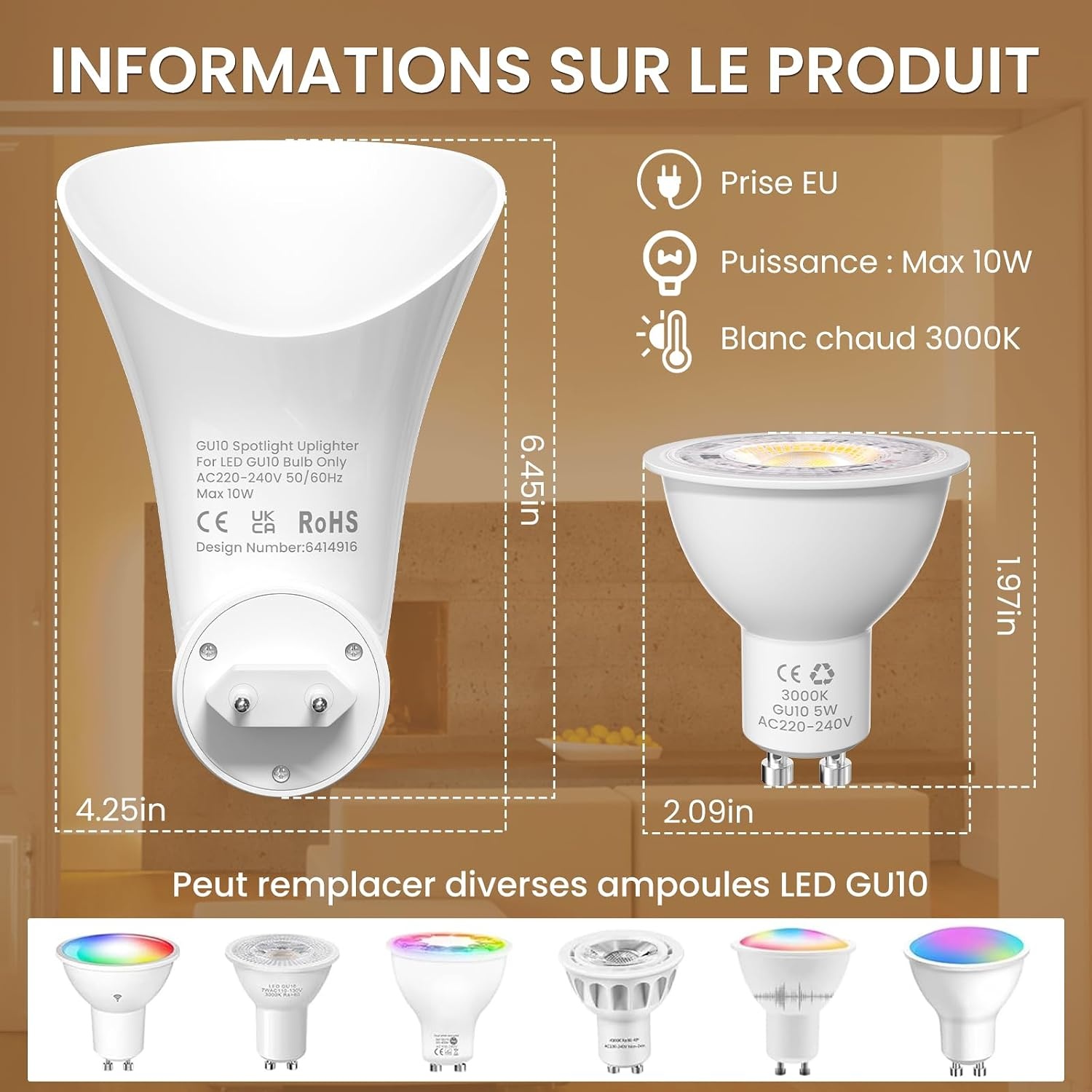 GU10 LED Wandspot Set van 2 - 3000K Warm Wit - Draaibaar