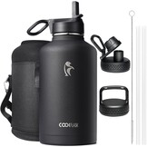 Coolflask Geïsoleerde Waterfles 2 Liter - RVS Drinkfles - Zwart