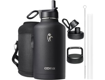 Coolflask Geïsoleerde Waterfles 2 Liter - RVS Drinkfles - Zwart