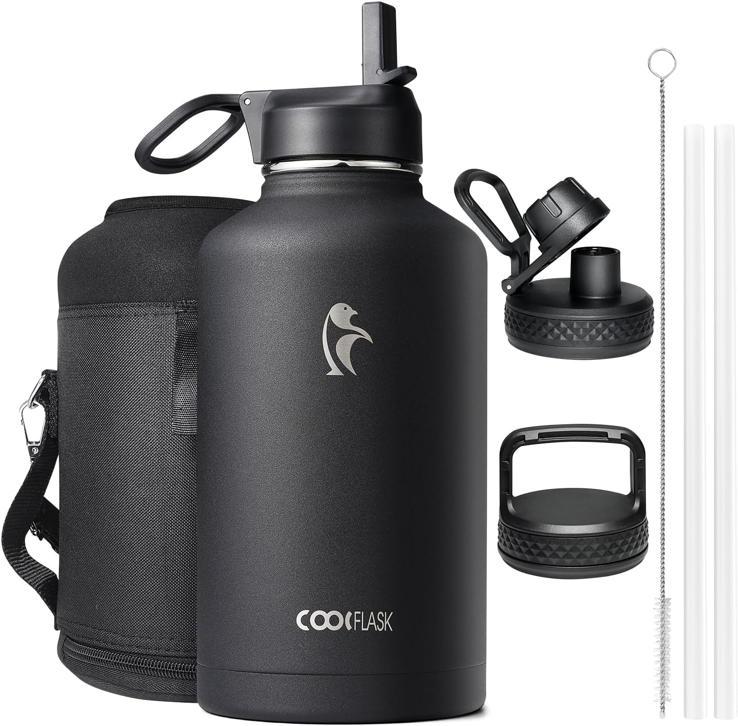 Coolflask Geïsoleerde Waterfles 2 Liter - RVS Drinkfles - Zwart