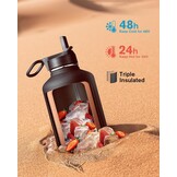Coolflask Geïsoleerde Waterfles 2 Liter - RVS Drinkfles - Zwart