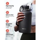 Coolflask Geïsoleerde Waterfles 2 Liter - RVS Drinkfles - Zwart