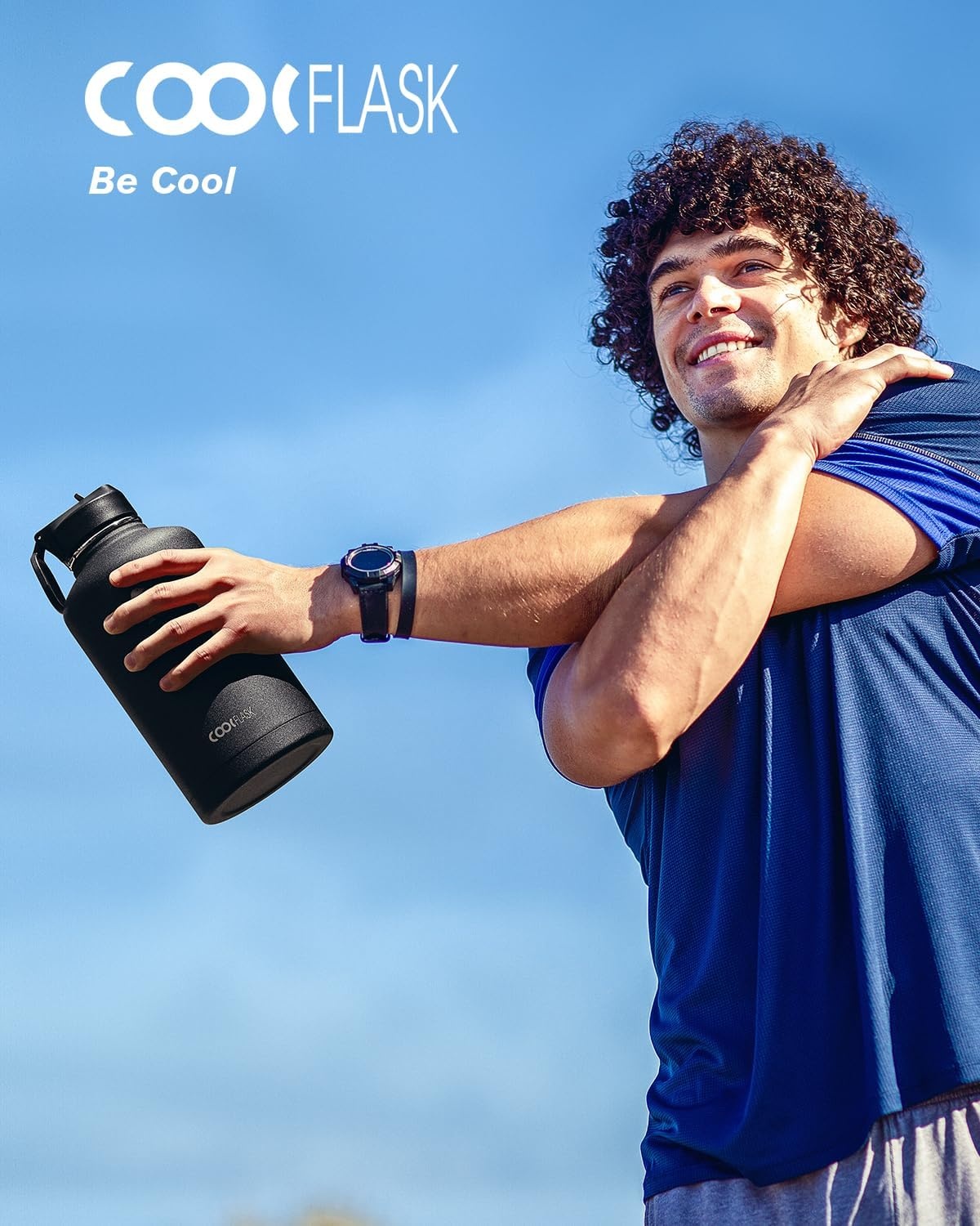 Coolflask Geïsoleerde Waterfles 2 Liter - RVS Drinkfles - Zwart