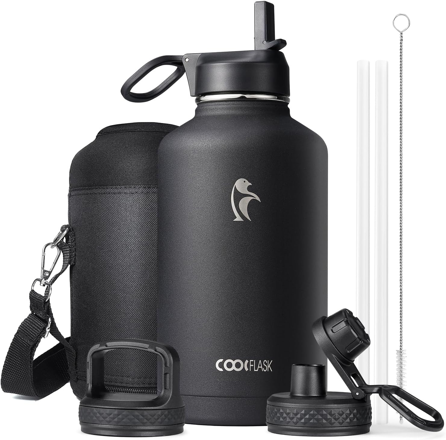 Coolflask Geïsoleerde Waterfles 2 Liter - RVS Drinkfles - Zwart