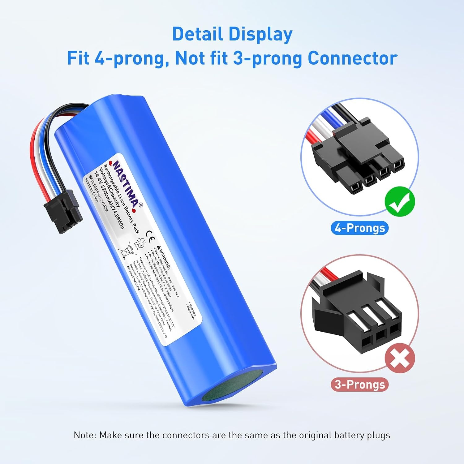 NASTIMA 14.4V 5200mAh Replacement Battery for Dreame D9 F9 L10, Li-ion Battery Compatible with Dreame D9 Pro, D10s, D10 Plus, L10s Pro, L10s Ultra Series Vacuum Cleaners