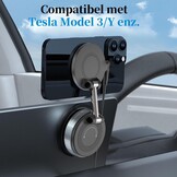 PlusAcc Vacuüm mobiele telefoonhouder auto met oplaadfunctie - zuignap 360° draaibaar inklapbare magnetische telefoonhouder voor Magsafe iPhone 17/16/15/14/13/ Samsung S20-S25 aan voorruit/dashboard