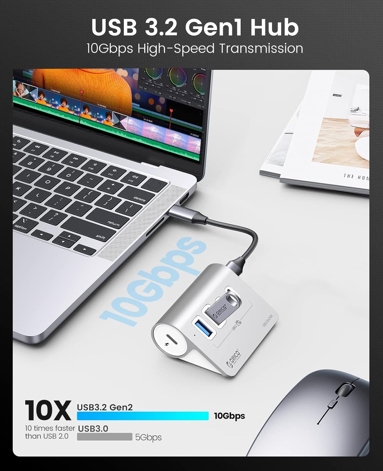 USB Hub 10 Gbps met 4 poorten (2x USB-A, 2x USB-C) - Aluminium, 59% Korting