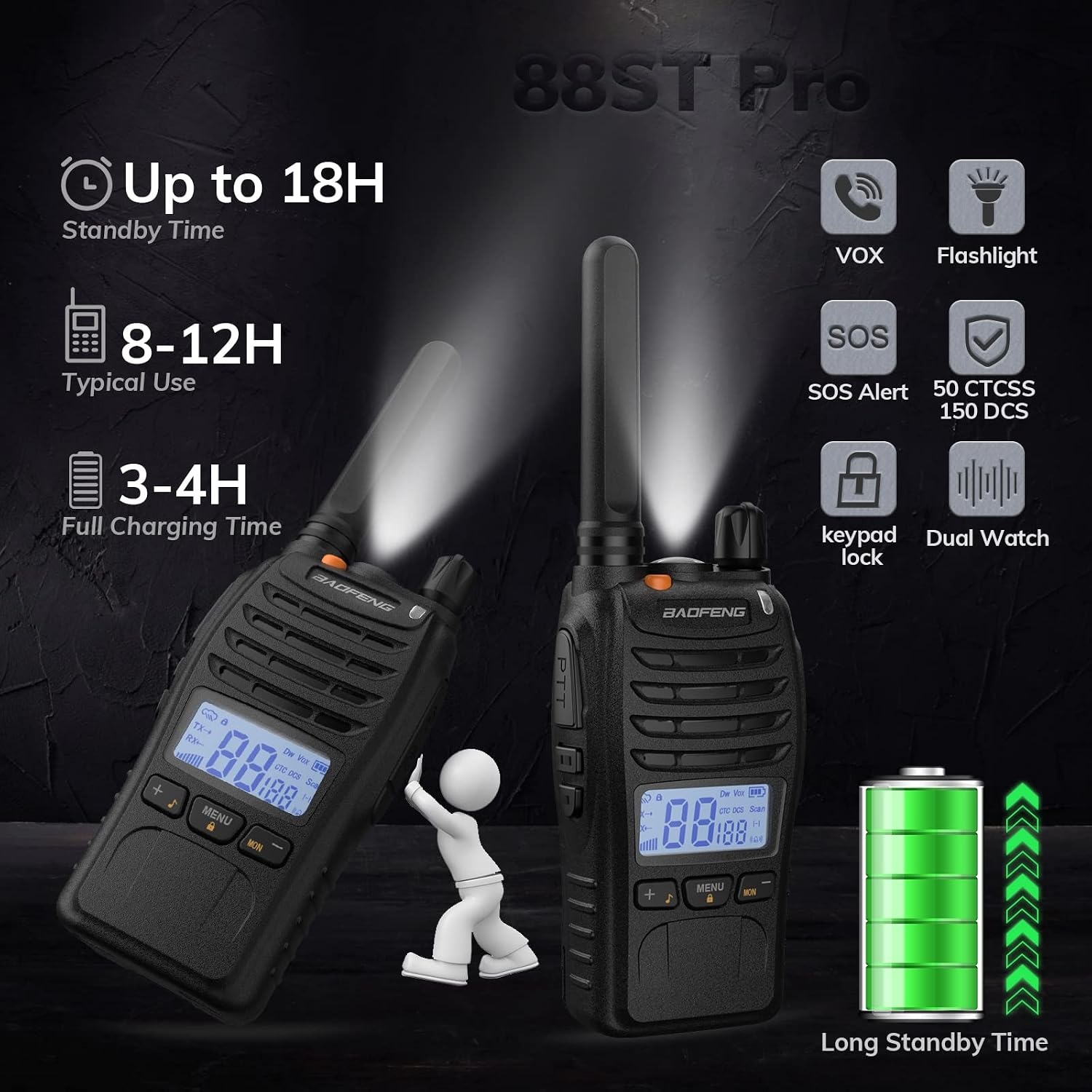 Baofeng BF-88ST Pro PMR446 Walkie-Talkies - Set van 2 - Zwart