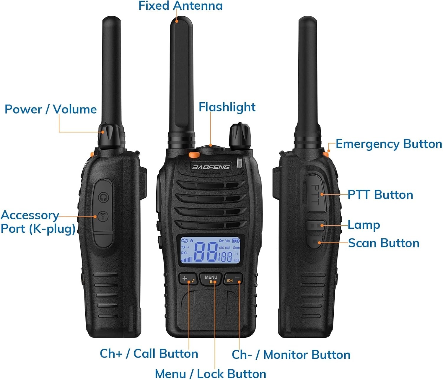 Baofeng BF-88ST Pro PMR446 Walkie-Talkies - Set van 2 - Zwart