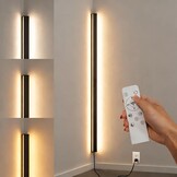 LANMOU Moderne led-wandlamp met stopcontact, 3000 K, lange zwarte aluminium led-wandlamp voor hoek, binnenwandlamp, decoratie voor woonkamer, slaapkamer, hal, 120 x 5 x 4 cm