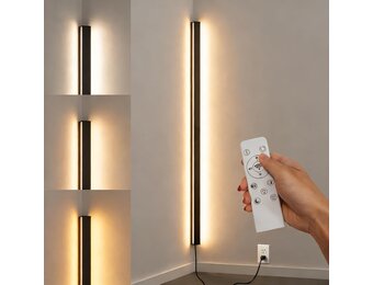 LANMOU Moderne led-wandlamp met stopcontact, 3000 K, lange zwarte aluminium led-wandlamp voor hoek, binnenwandlamp, decoratie voor woonkamer, slaapkamer, hal, 120 x 5 x 4 cm