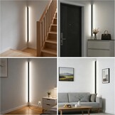 LANMOU Moderne led-wandlamp met stopcontact, 3000 K, lange zwarte aluminium led-wandlamp voor hoek, binnenwandlamp, decoratie voor woonkamer, slaapkamer, hal, 120 x 5 x 4 cm