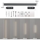 LANMOU Moderne led-wandlamp met stopcontact, 3000 K, lange zwarte aluminium led-wandlamp voor hoek, binnenwandlamp, decoratie voor woonkamer, slaapkamer, hal, 120 x 5 x 4 cm