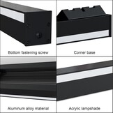LANMOU Moderne led-wandlamp met stopcontact, 3000 K, lange zwarte aluminium led-wandlamp voor hoek, binnenwandlamp, decoratie voor woonkamer, slaapkamer, hal, 120 x 5 x 4 cm