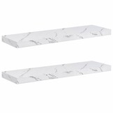 vidaXL Wandplank 2 pcs Wit Marmer 80 x 23,5 x 4 cm Bewerkt hout
