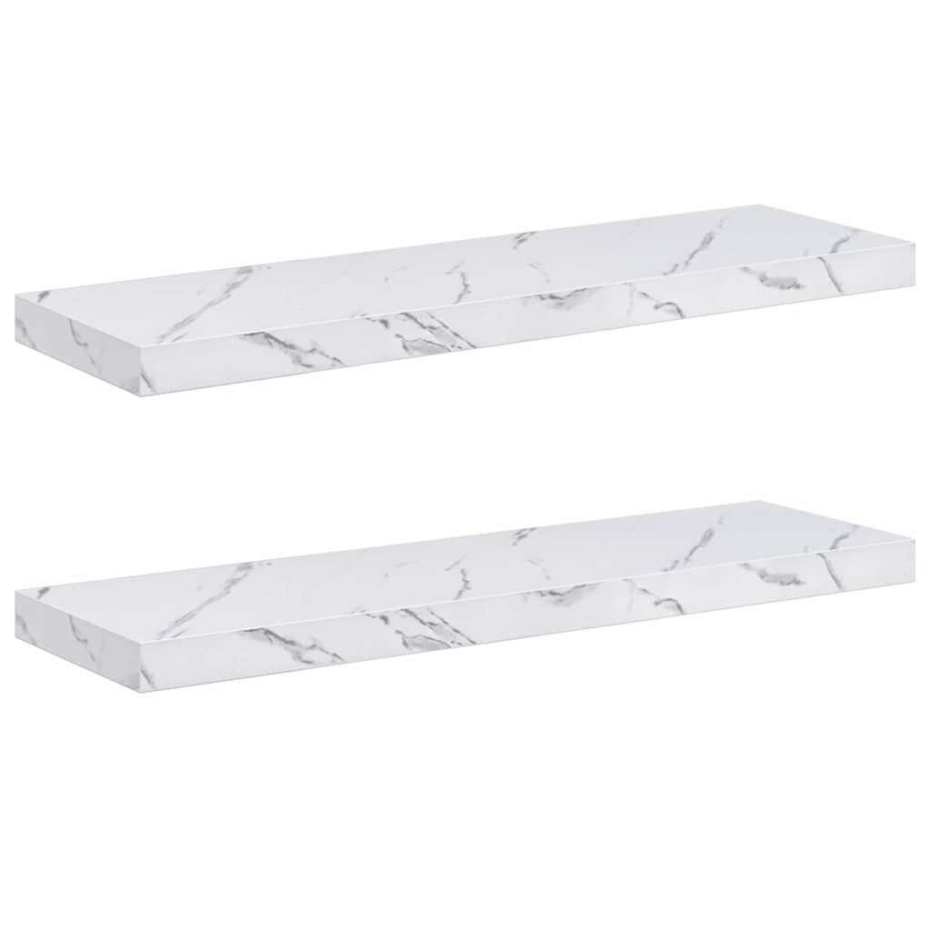 vidaXL Wandplank 2 pcs Wit Marmer 80 x 23,5 x 4 cm Bewerkt hout