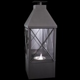 Bio ethanol haard zwart 42,5x15x15cm vrijstaand glas, binnen/buiten - 60% korting