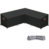 Hoes voor Loungebank L-vorm, Waterdichte Hoes Loungebank Afdekhoes voor Loungemeubelen 420D Oxford-stof Rotan Hoekbankhoes Uv-bestendig, , 270 x 270 x 100 x 90/65 cm