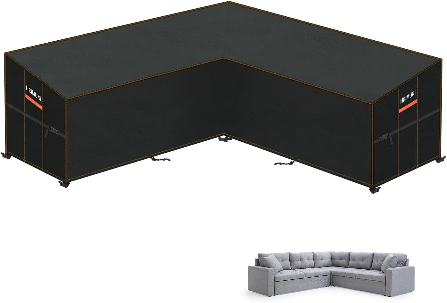 Hoes voor Loungebank L-vorm, Waterdichte Hoes Loungebank Afdekhoes voor Loungemeubelen 420D Oxford-stof Rotan Hoekbankhoes Uv-bestendig, , 270 x 270 x 100 x 90/65 cm