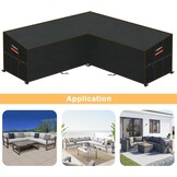 Hoes voor Loungebank L-vorm, Waterdichte Hoes Loungebank Afdekhoes voor Loungemeubelen 420D Oxford-stof Rotan Hoekbankhoes Uv-bestendig, , 270 x 270 x 100 x 90/65 cm