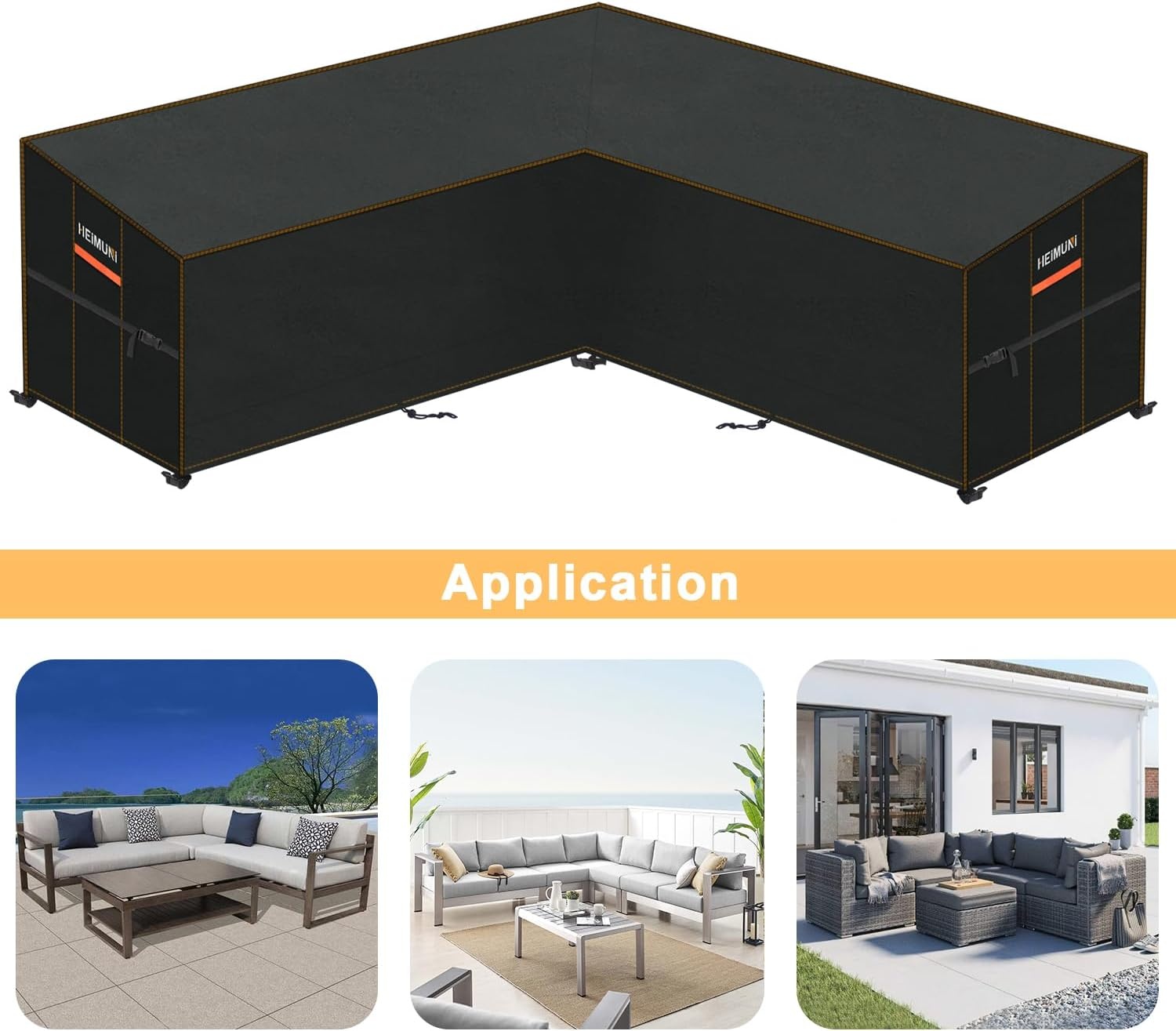 Hoes voor Loungebank L-vorm, Waterdichte Hoes Loungebank Afdekhoes voor Loungemeubelen 420D Oxford-stof Rotan Hoekbankhoes Uv-bestendig, , 270 x 270 x 100 x 90/65 cm