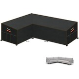 Hoes voor Loungebank L-vorm, Waterdichte Hoes Loungebank Afdekhoes voor Loungemeubelen 420D Oxford-stof Rotan Hoekbankhoes Uv-bestendig, , 270 x 270 x 100 x 90/65 cm