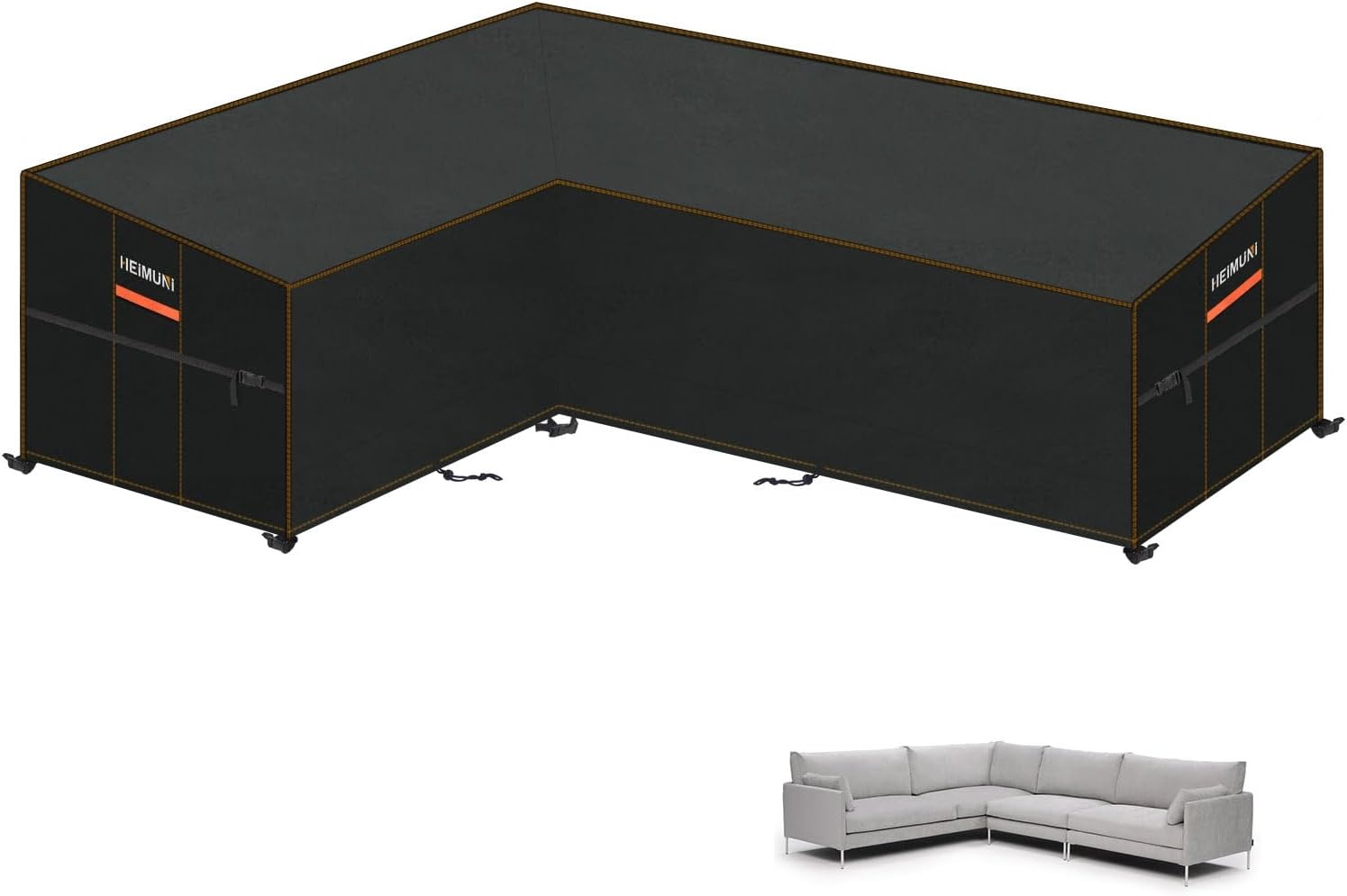Hoes voor Loungebank L-vorm, Waterdichte Hoes Loungebank Afdekhoes voor Loungemeubelen 420D Oxford-stof Rotan Hoekbankhoes Uv-bestendig, , 270 x 270 x 100 x 90/65 cm