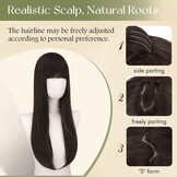 Synthetische pruik blond 60 cm, glad met pony, hittebestendig - 58% korting!