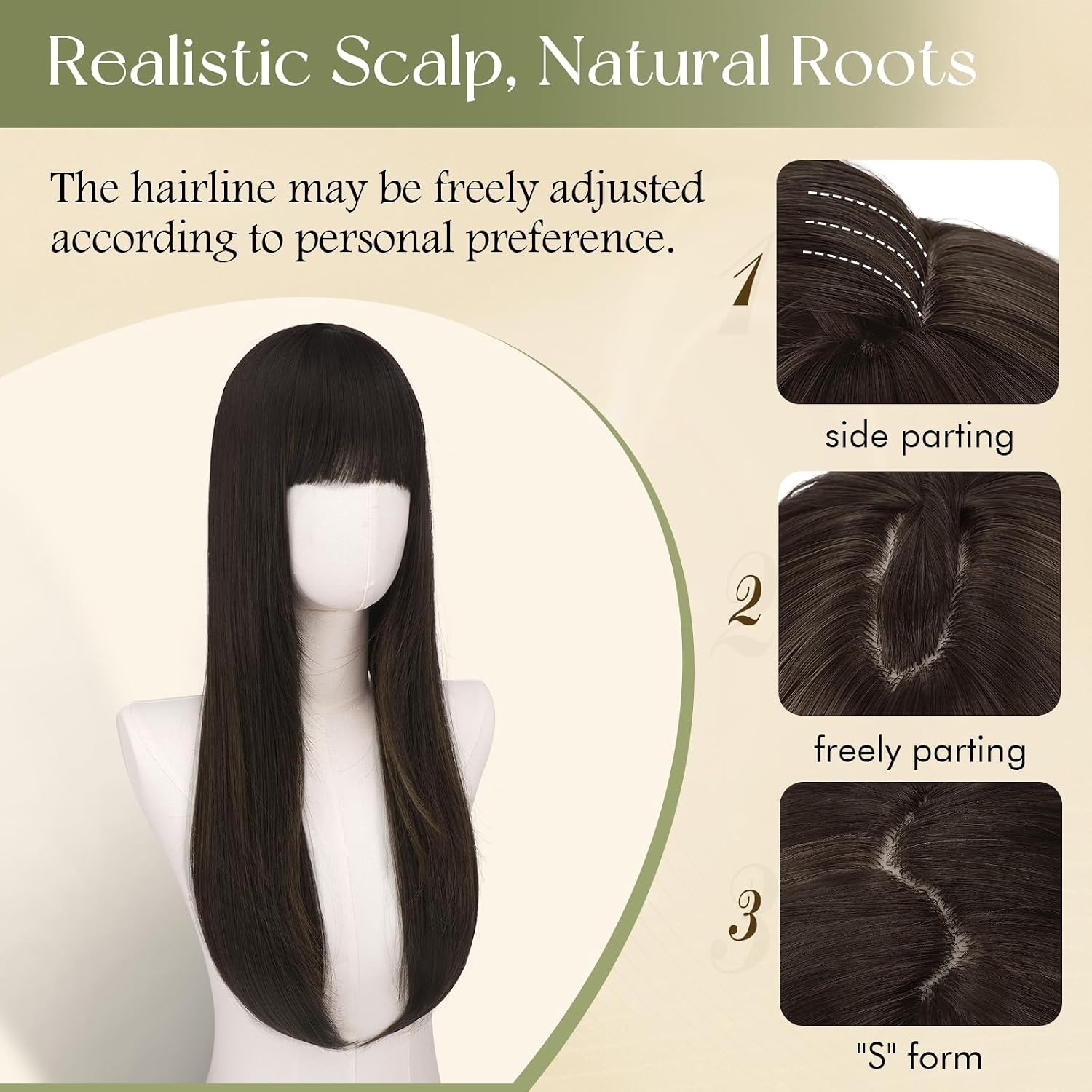 Synthetische pruik blond 60 cm, glad met pony, hittebestendig - 58% korting!