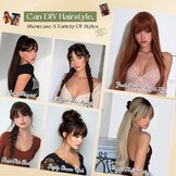 Synthetische pruik blond 60 cm, glad met pony, hittebestendig - 58% korting!