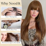 Synthetische pruik blond 60 cm, glad met pony, hittebestendig - 58% korting!
