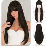 Synthetische pruik blond 60 cm, glad met pony, hittebestendig - 58% korting!