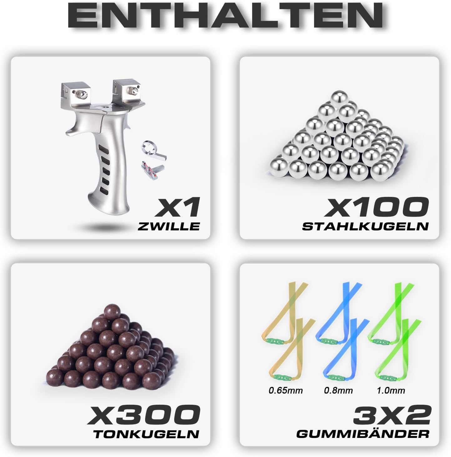 XXL Steinschleuder für Herren,Schwere Zwille für Erwachsene,Vollmetall Groß Schleuder,Outdoor Slingshot Set mit 6 Ersatzgummi+300 Tonkugeln+100 Stahlkugeln.