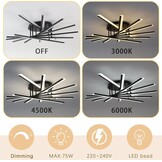LED Ceiling Light Modern Dimmable Ceiling Lights Decorative Lighting Multi-Head Lamp with Remote Control Suitable for Living Room Bedroom Dining Room Kitchen Office Cafe 7 Bars Black