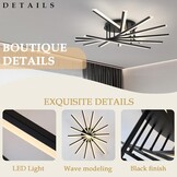 LED Ceiling Light Modern Dimmable Ceiling Lights Decorative Lighting Multi-Head Lamp with Remote Control Suitable for Living Room Bedroom Dining Room Kitchen Office Cafe 7 Bars Black