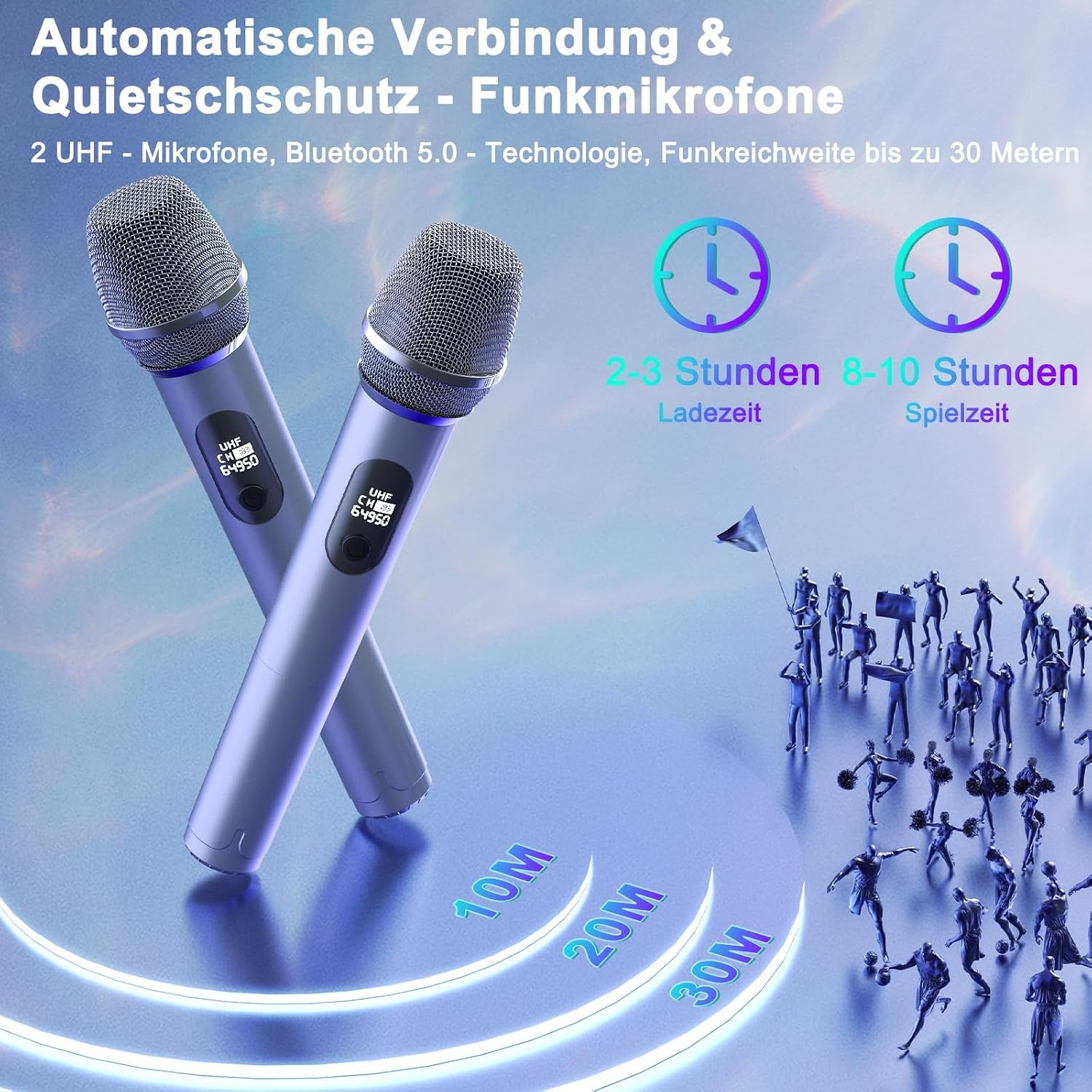 JYX Karaoke Machine, Karaoke System with 2 Microphones, Portable Bluetooth Speaker with RGB Light, Karaoke Set, PA System for Adults, Party, Supports TF/USB, AUX, FM, TWS