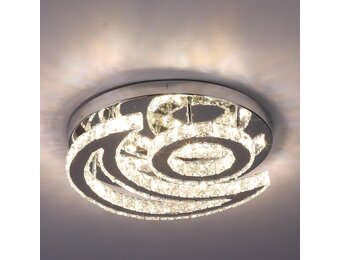 Moderne kroonluchter met kristallen led-plafondlamp, lichtkleur veranderbaar, maanvormig, rond, inbouw, hanglamp voor woonkamer, slaapkamer, keuken (meerkleurig)