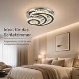 Moderne kroonluchter met kristallen led-plafondlamp, lichtkleur veranderbaar, maanvormig, rond, inbouw, hanglamp voor woonkamer, slaapkamer, keuken (meerkleurig)