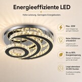 Moderne kroonluchter met kristallen led-plafondlamp, lichtkleur veranderbaar, maanvormig, rond, inbouw, hanglamp voor woonkamer, slaapkamer, keuken (meerkleurig)