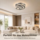 Moderne kroonluchter met kristallen led-plafondlamp, lichtkleur veranderbaar, maanvormig, rond, inbouw, hanglamp voor woonkamer, slaapkamer, keuken (meerkleurig)