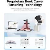 CZUR ET Max 38MP boekscanner, 410DPI documentscanner, compatibel voor Windows, macOS en Linux, ondersteuning 4k HDMI