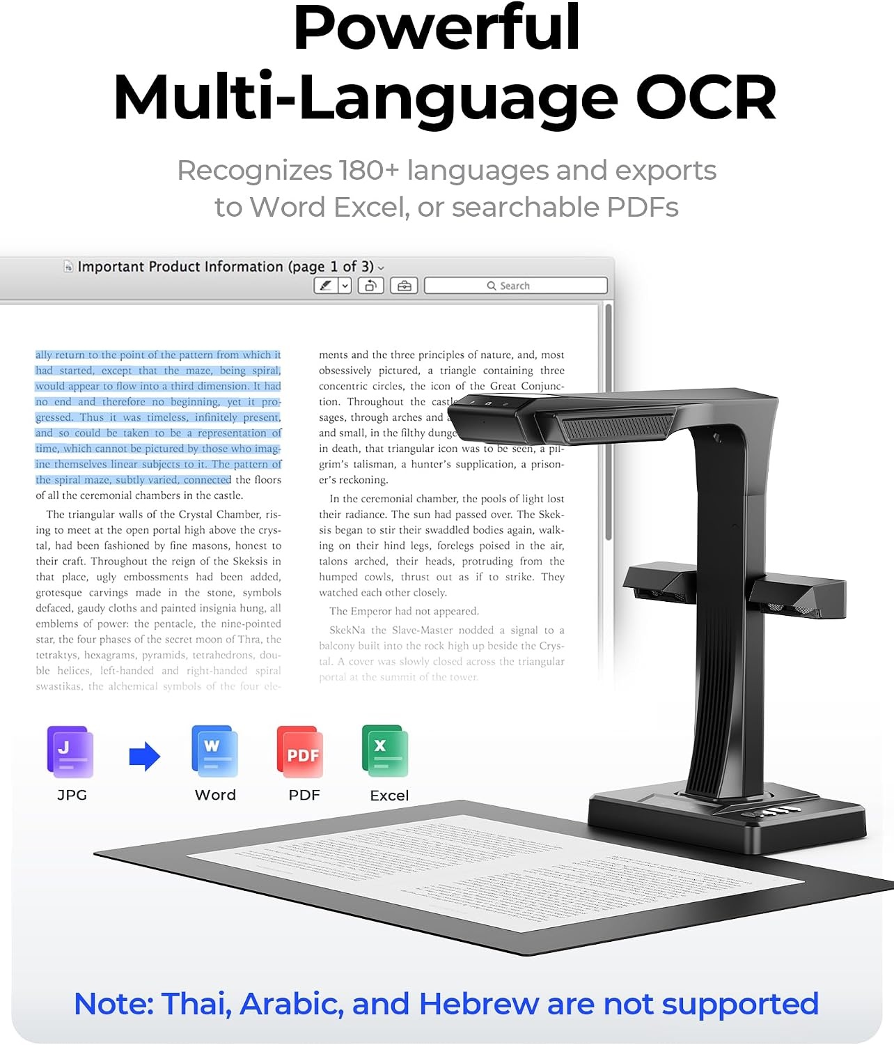 CZUR ET Max 38MP boekscanner, 410DPI documentscanner, compatibel voor Windows, macOS en Linux, ondersteuning 4k HDMI
